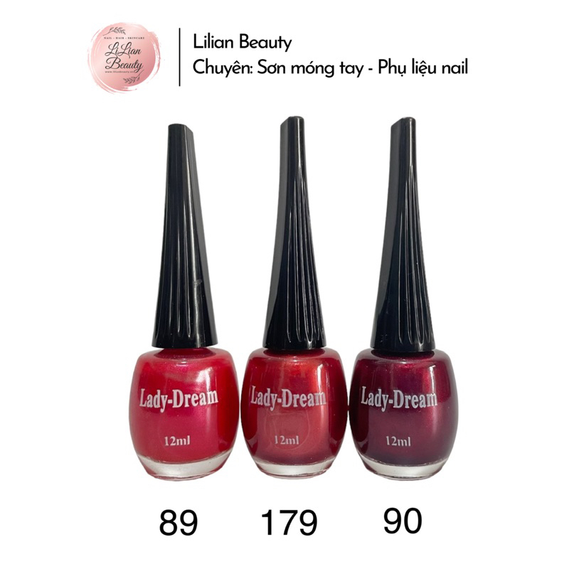 Combo 3 chai sơn móng tay Lady Dream màu đẹp cọ êm, không hại móng, dung tích 12ml/chai