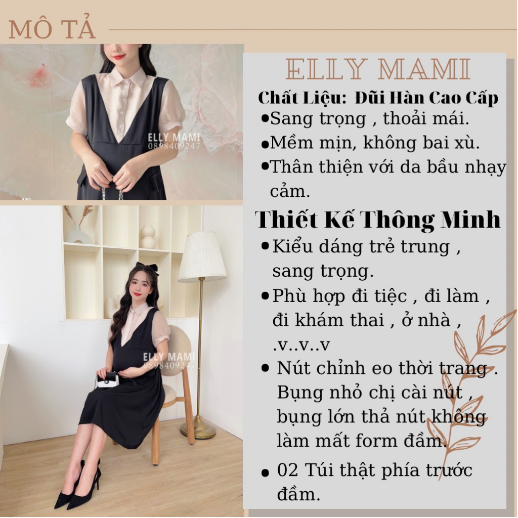 ( 40kg - 95kg) Đầm Bầu , Suông Liền 2 Túi Nắp Form Dễ Mặc Thoải Mái Suốt Thai Kì &amp; Sau Sinh ( Kèm Ảnh Thật + Video )