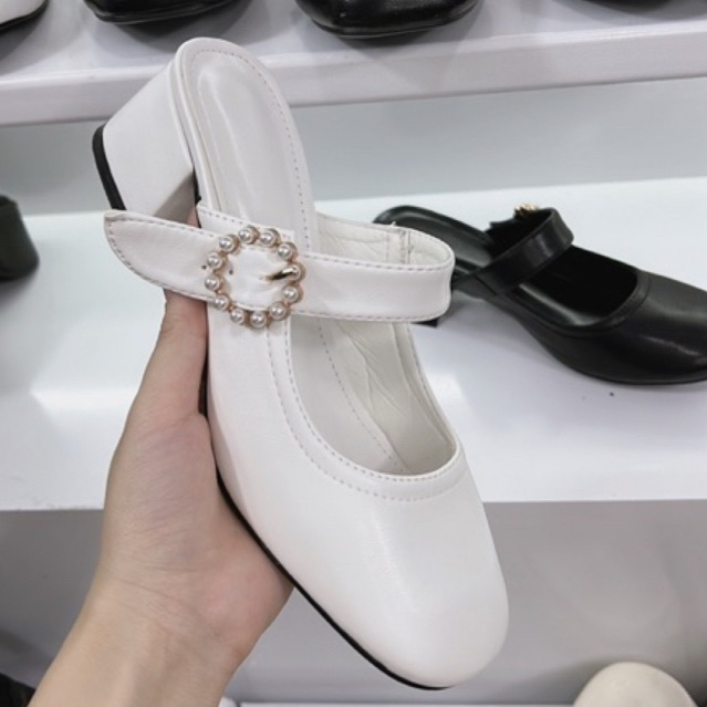 Dép cao gót quai ngang đế 4-5cm hottren quản châu cao cấp