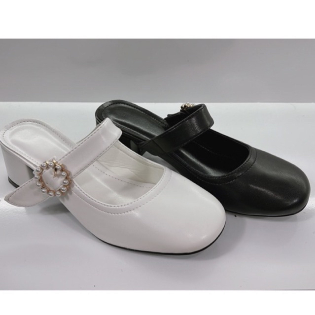 Dép cao gót quai ngang đế 4-5cm hottren quản châu cao cấp