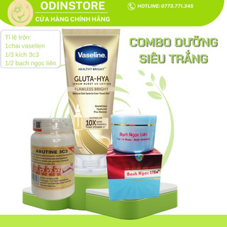 Kem body bạch ngọc liên và kem kích trắng 3c3 và vaseline Gluta 10x vàng Chuẩn Thái