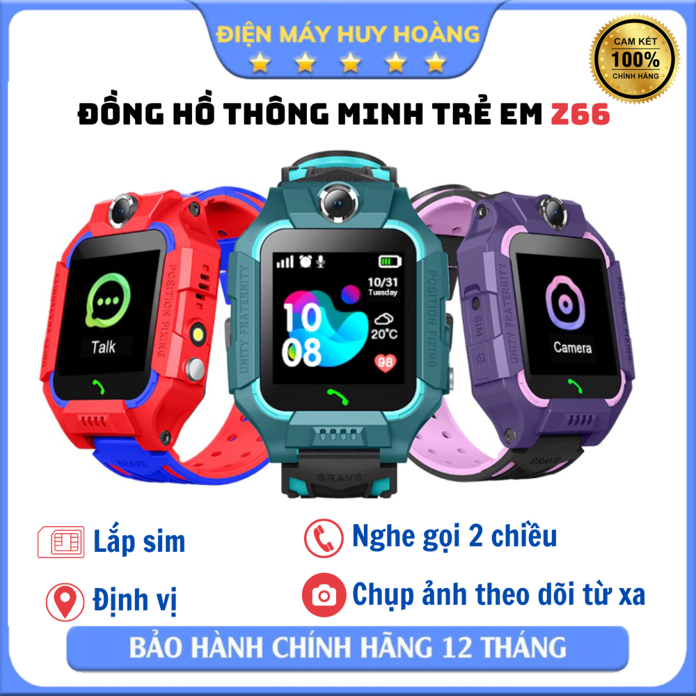Đồng Hồ Thông Minh Trẻ Em Z66 - Đồ Hồ Lắp Sim Nghe Gọi 2 Chiều - Có Định Vị - Bảo Hành 12 Tháng