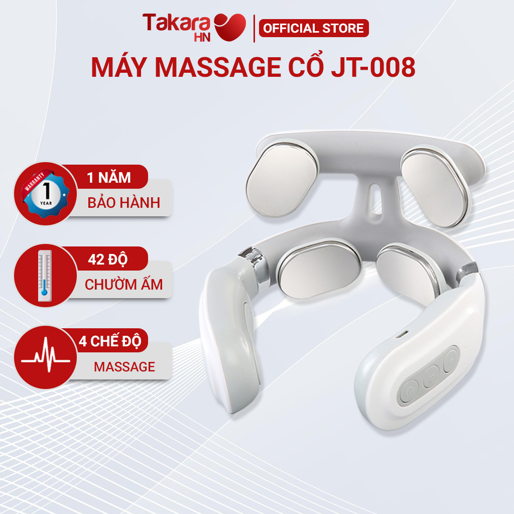 Máy massage cổ vai gáy, máy mát xa Takara JT008 trị liệu xung điện giảm đau mỏi với 4 Chế Độ Massage Và 16 Mức Độ