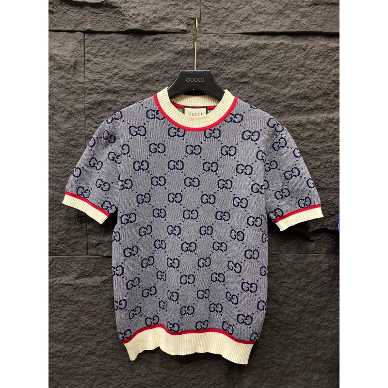 ⚡️[Hight Quality] Hàng Có Sẵn!! New Áo Len G.C Cộc Tay Họa Tiết Monogram Đặc Trưng - Hàng Loại 1 Chất Len Mịn Mặc Mát