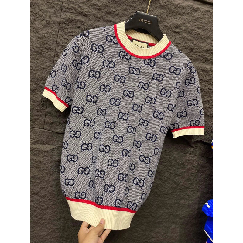 ⚡️[Hight Quality] Hàng Có Sẵn!! New Áo Len G.C Cộc Tay Họa Tiết Monogram Đặc Trưng - Hàng Loại 1 Chất Len Mịn Mặc Mát