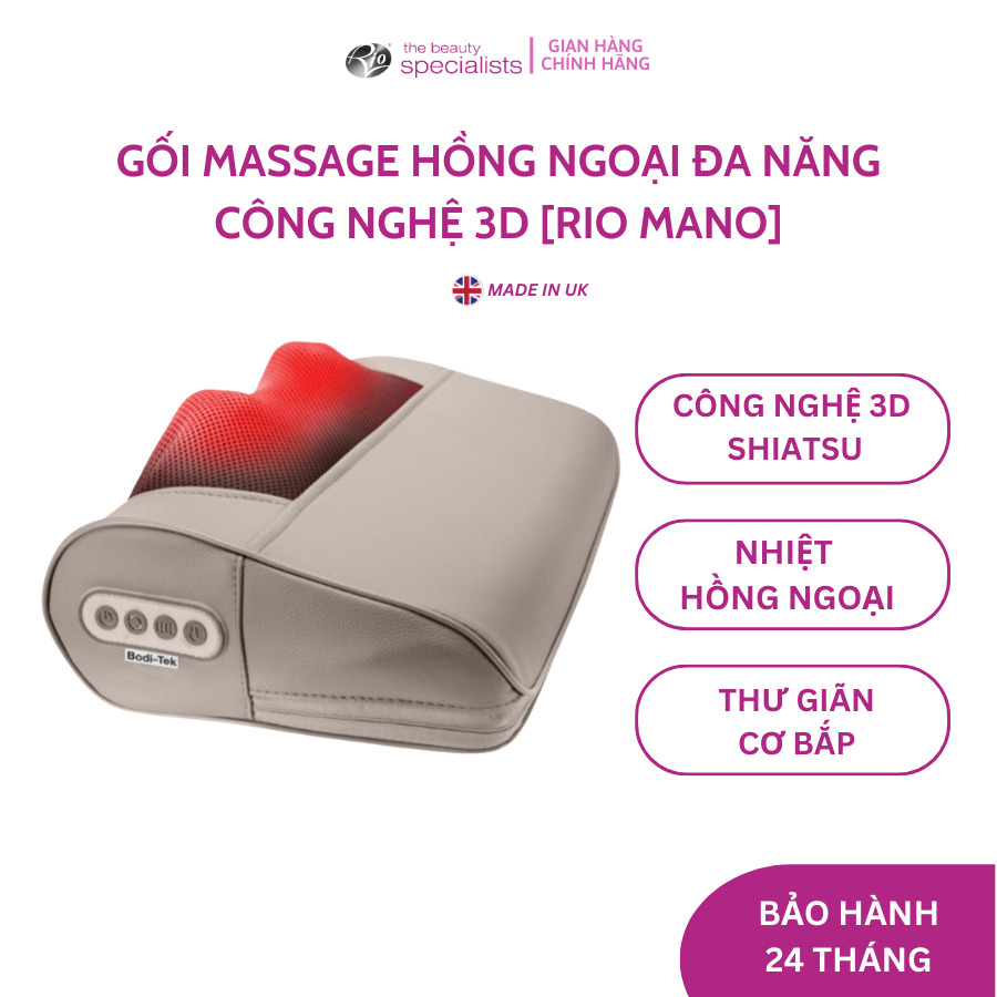 Gối Massage hồng ngoại đa năng công nghệ 3D RIO MANO