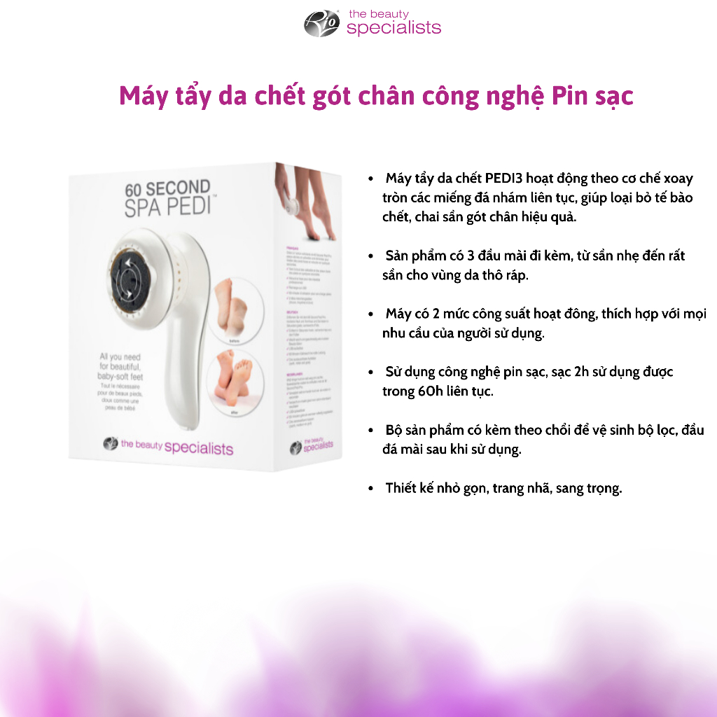 <Chính hãng UK>Máy tẩy da chết gót chân cao cấp 60 SECOND SPA PEDI™ RIO PEDI3