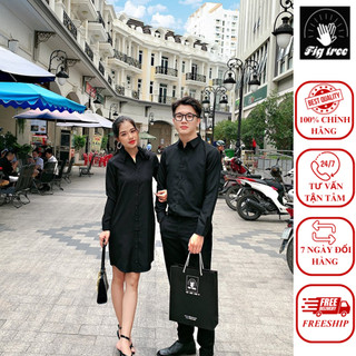 Set áo sơ mi váy đôi figtree màu đen huyền bí