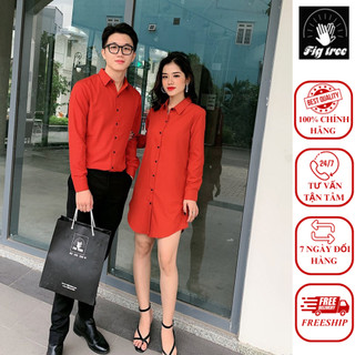 Sơ mi váy đôi figtree màu cam gạch cá tính năng động