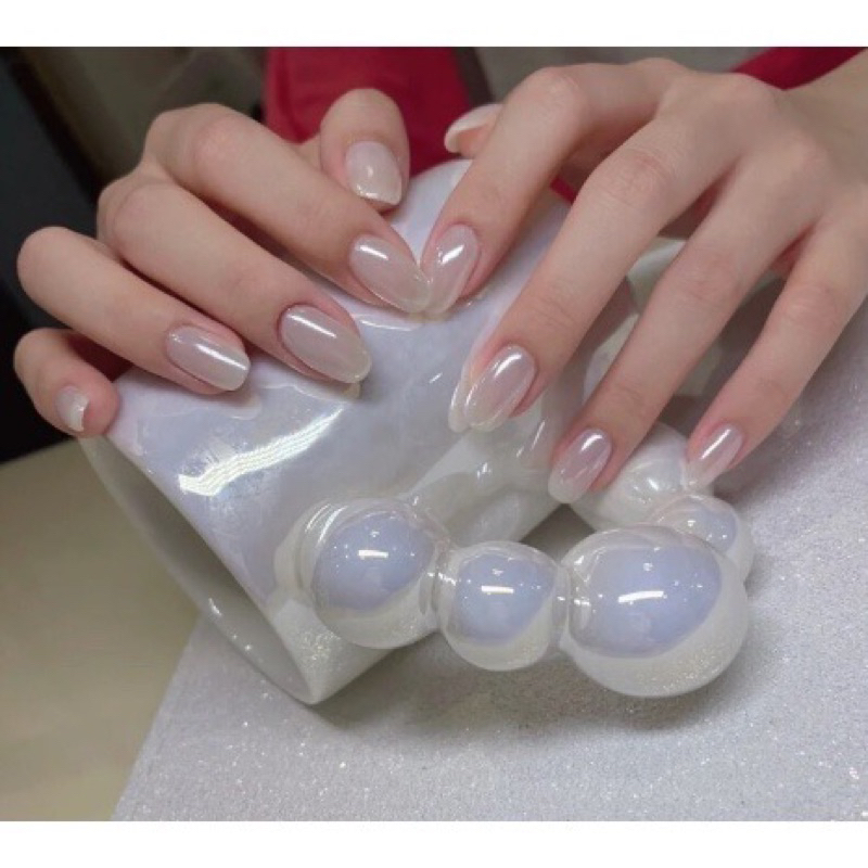 Tráng gương ngoc trai Trắng Bạc siêu đẹp trang trí nail