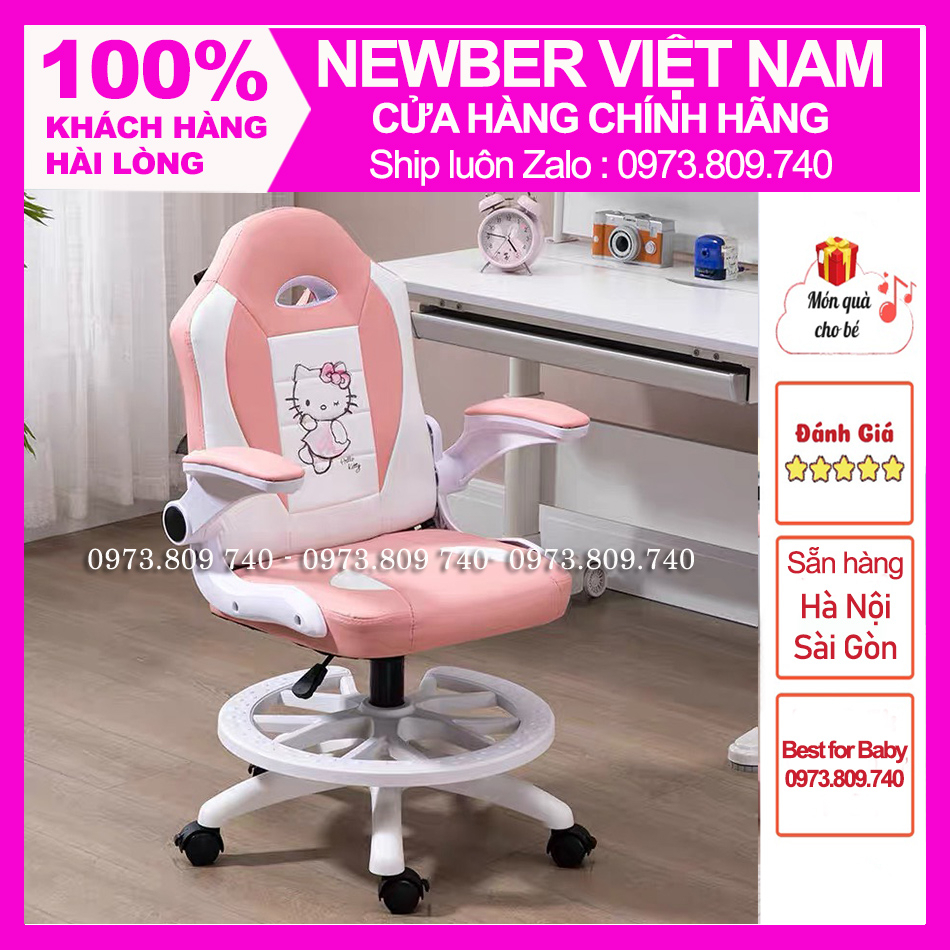 (Freeesship) Ghế chống gù Newber 150C, Ghế ngồi học cho bé, Ghế Mèo Kitty, Trục xoay 360 độ, Nâng hạ độ cao