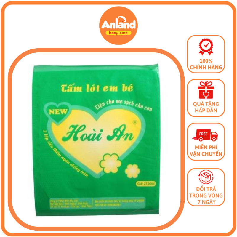 Tấm Lót Phân Su Em Bé Hoài An, Tấm Lót Chống Thấm Cho Trẻ Sơ Sinh 3 Lớp (Hàng Loại 1)