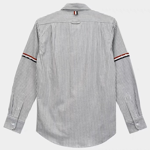 Áo Sơ Mi THOM BROWNE Dài Tay Kẻ Xám Vải Cao Cấp | BigBuy360 - bigbuy360.vn