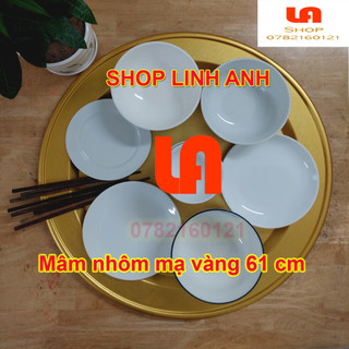 Mâm nhôm, mâm ăn cơm Mâm nhôm mạ vàng 60cm. đây là dụng cụ bếp trong gia đinh, bộ đò bàn ăn