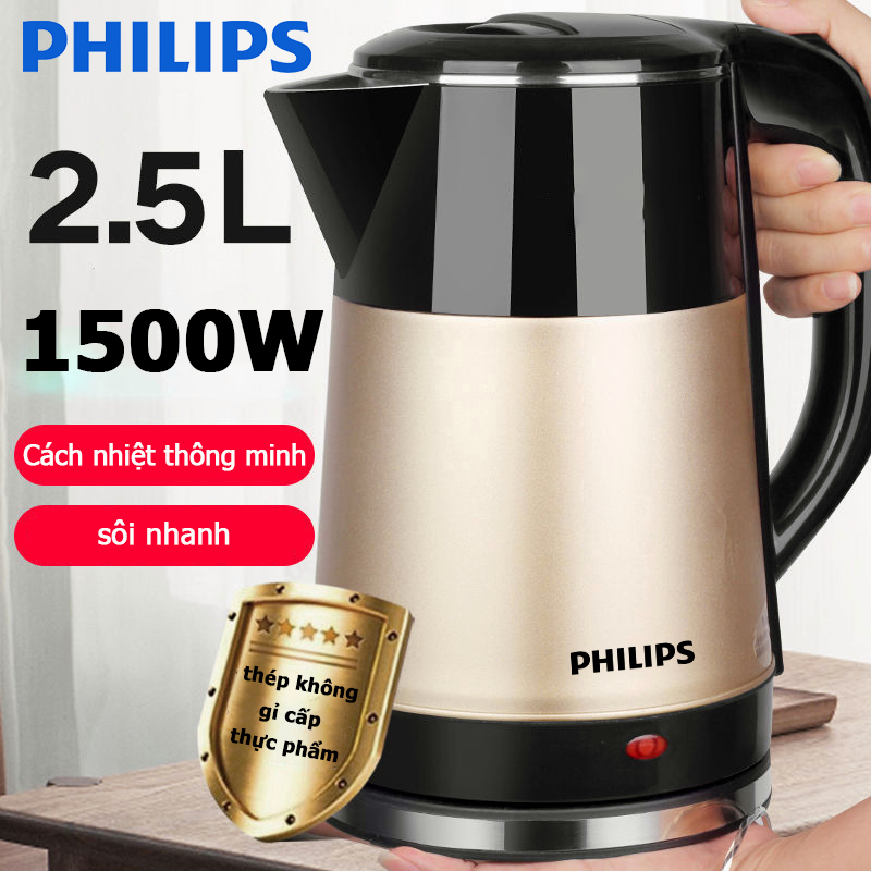Ấm đun siêu tốc, ấm đun nước điện，Bình đun nước siêu tốc 2.5L，Công suất cao 1500W - Đế tiếp điện xoay 360 độ cách nhiệt