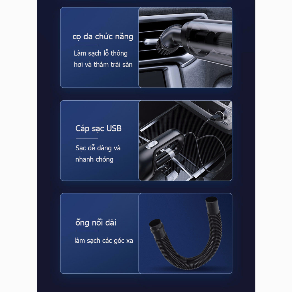 Máy hút bụi cầm tay đa năng 4 IN 1, ba phần tử lọc，Hút lớn 10000Pa,máy hút bụi oto, hút bụi gia đình công suất l