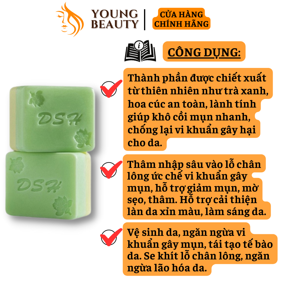 Xà phòng tắm DAISHIHAN - Xà bông cục hữu cơ giảm mụn thâm, đen sạm, dưỡng trắng da, mùi thơm dễ chịu - YOUNG BEAUTY