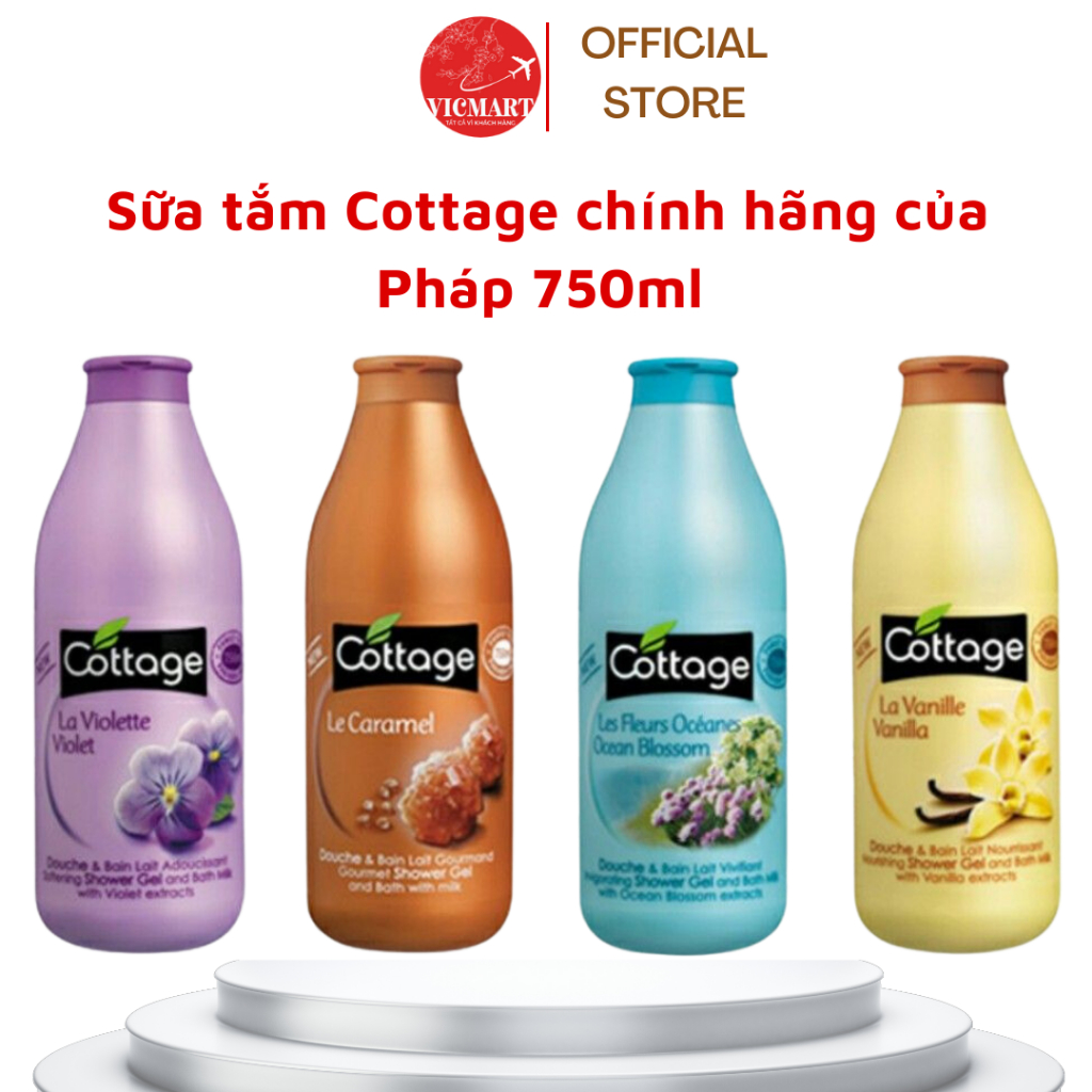 Sữa tắm Cottage chính hãng của Pháp 750ml (nhiều mùi lựa chọn)