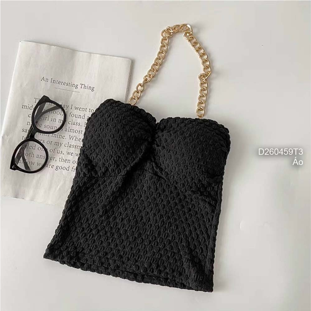 Áo croptop dây xích choàng cổ có cúp ngực