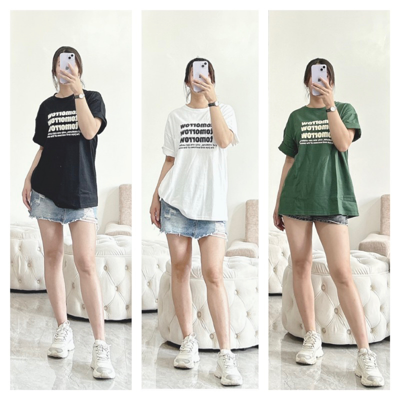 Áo phông nữ 3158 in chữ cá tính dáng rộng chất cotton khô