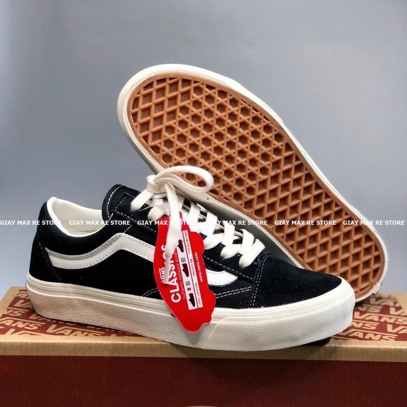 Giày Vans Vault Old Skool Bản Cao Cấp Đen Hai Sọc Trắng Đế Kếp 3cm Full Bill Và Box Siêu Hot