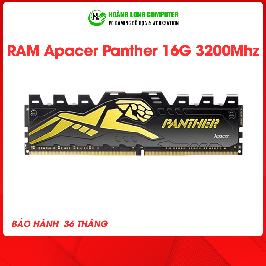 Ram PC Apacer Panther 16G, 8G DDR4 bus 3200Mhz Golden Hoàng Long Computer