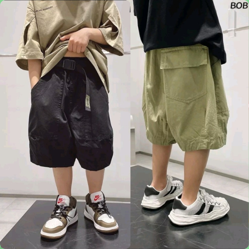 Quần lửng bé trai kaki từ 1-9 tuổi, quần short ngắn phong cách Hàn quốc cho bé mặc đi học