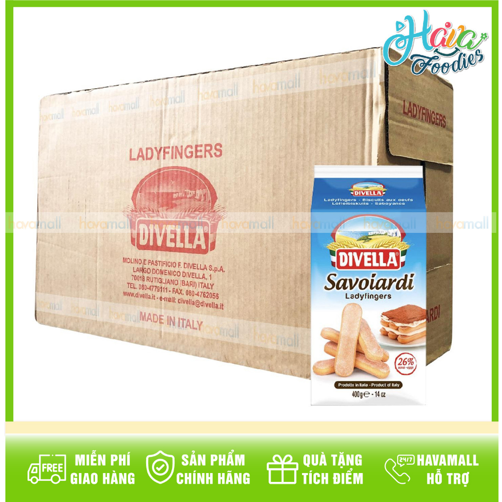 Thùng 15 Gói Bánh Quy Lady Finger Savoiardi Divella 400gr