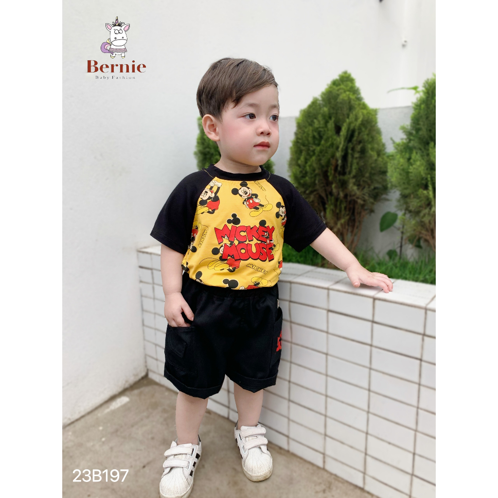 Bộ cotton họa tiết mickey mouse Bernie cho bé trai bé gái
