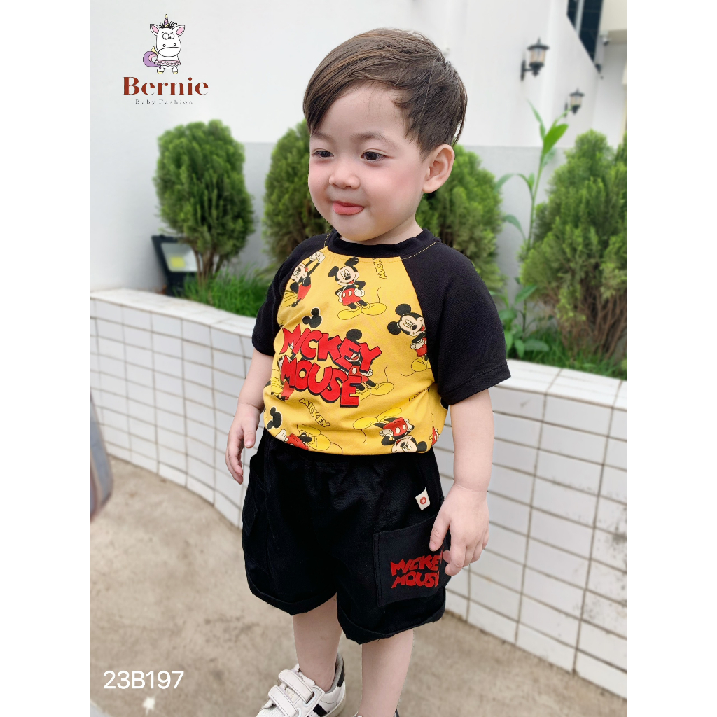 Bộ cotton họa tiết mickey mouse Bernie cho bé trai bé gái