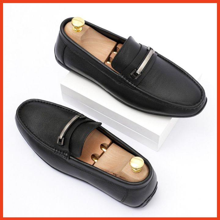 Giày lười da nam công sở cao cấp chất da bò GL-68 Đen