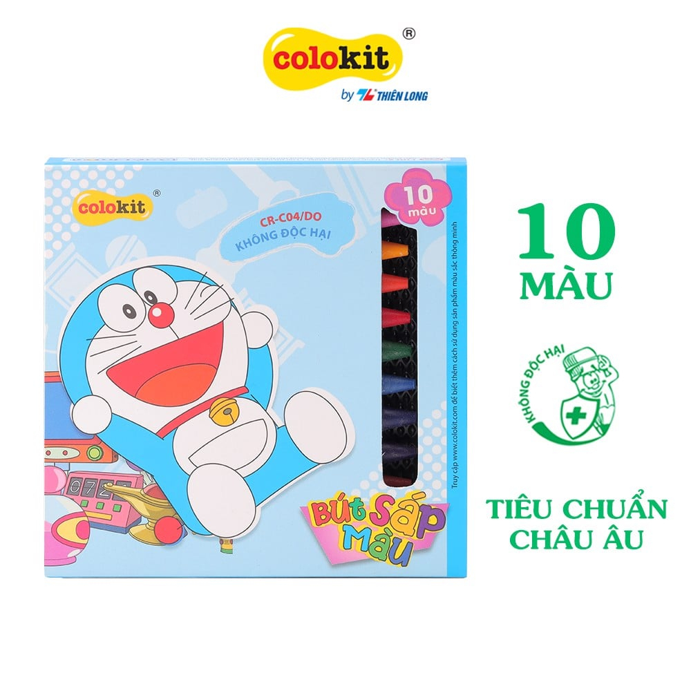 Sáp Màu Doraemon 10 Màu CRC04/DO ( Combo 5 Hộp ) Thiên Long Camshop