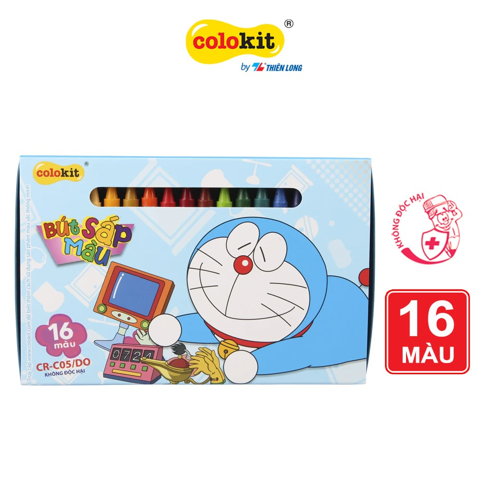 Sáp Màu Doraemon 16 Màu CRC05/DO ( Combo 5 Hộp ) Thiên Long Camshop