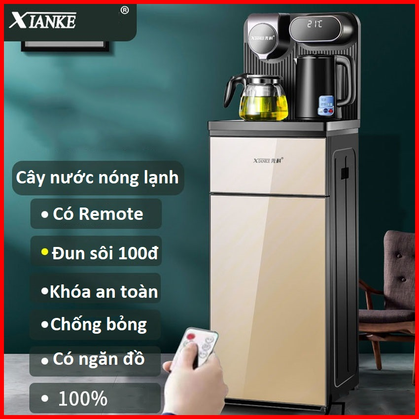 Cây nước nóng lạnh XIANKE tự động chính hãng có điều khiển từ xa, khóa an toàn trẻ em, tặng ấm siêu tốc pha trà