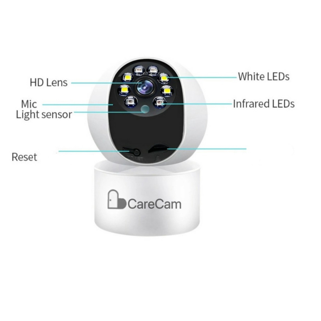Camera wifi trong nhà xoay 360 độ CARECAM Y610A 2.0MP Full HD chuẩn nén H265 - đàm thoại 2 chiều, phát hiện chuyển động