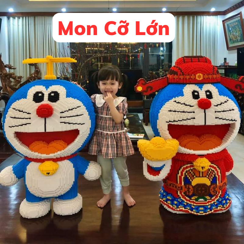 Le.go Doreamon lớn 65cm, Mô hình lắp ráp lego doraemon 68-65-38cm hoạt hình dễ thương Tặng Búa