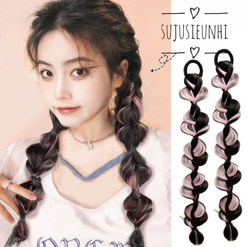 1 búi tóc giả tết xoắn ốc dạng dây buộc đủ màu phong cách Hàn Quốc cho nữ