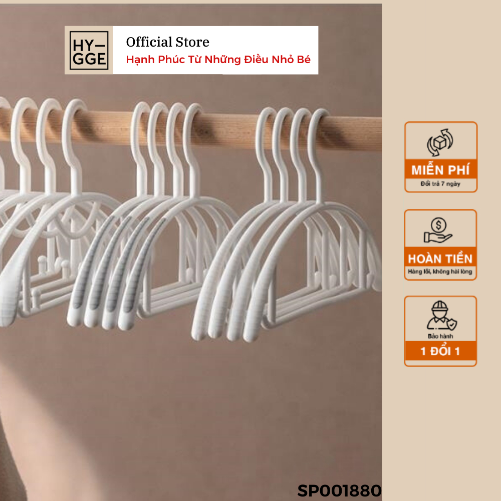 Set 10 móc treo quần áo chống trượt, chịu lực tốt, chất liệu nhựa PP cao cấp, phong cách tối giản