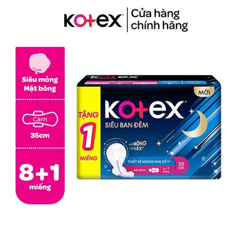 Băng Vệ Sinh Kotex Ban Đêm Mặt Bông Siêu Mỏng Cánh 35cm 8+1 Miếng