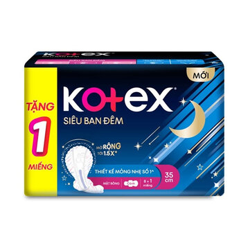Băng Vệ Sinh Kotex Ban Đêm Mặt Bông Siêu Mỏng Cánh 35cm 8+1 Miếng
