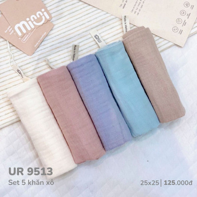 Khăn sữa xô cho bé Ualarogo set 5 chiếc vải Muslin Comfy Fabric 25x25cm mềm mịn thấm hút 9513