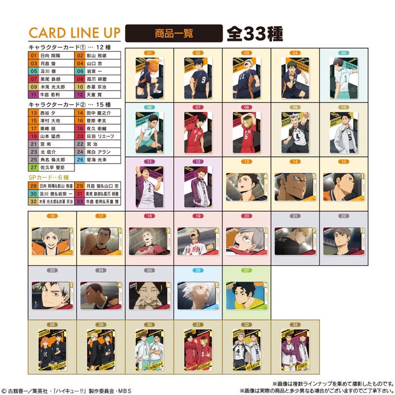 Bánh Xốp kèm thẻ nhân phẩm haikyu  Nhật Bản vol 2