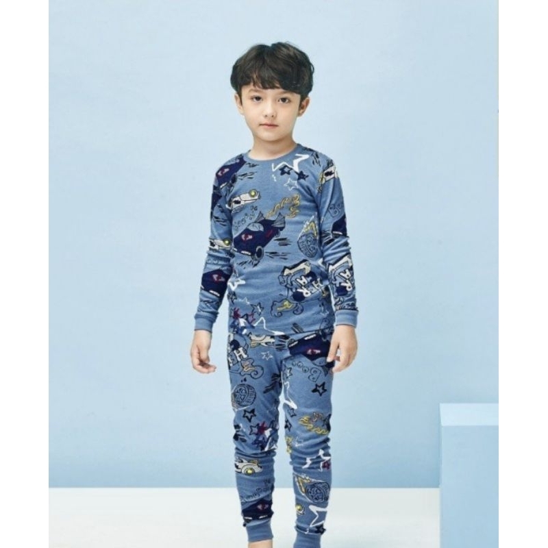 Bộ dài tay thu đông cotton mặc nhà Unifriend xuất Hàn chuẩn hãng siêu nhân khủng long ô tô cho bé trai