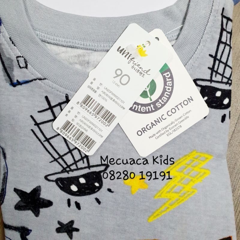 Bộ dài tay thu đông cotton mặc nhà Unifriend xuất Hàn chuẩn hãng siêu nhân khủng long ô tô cho bé trai