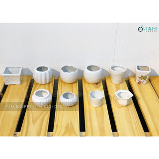 CHẬU GỐM NHỎ MÀU TRẮNG SỐ 07
