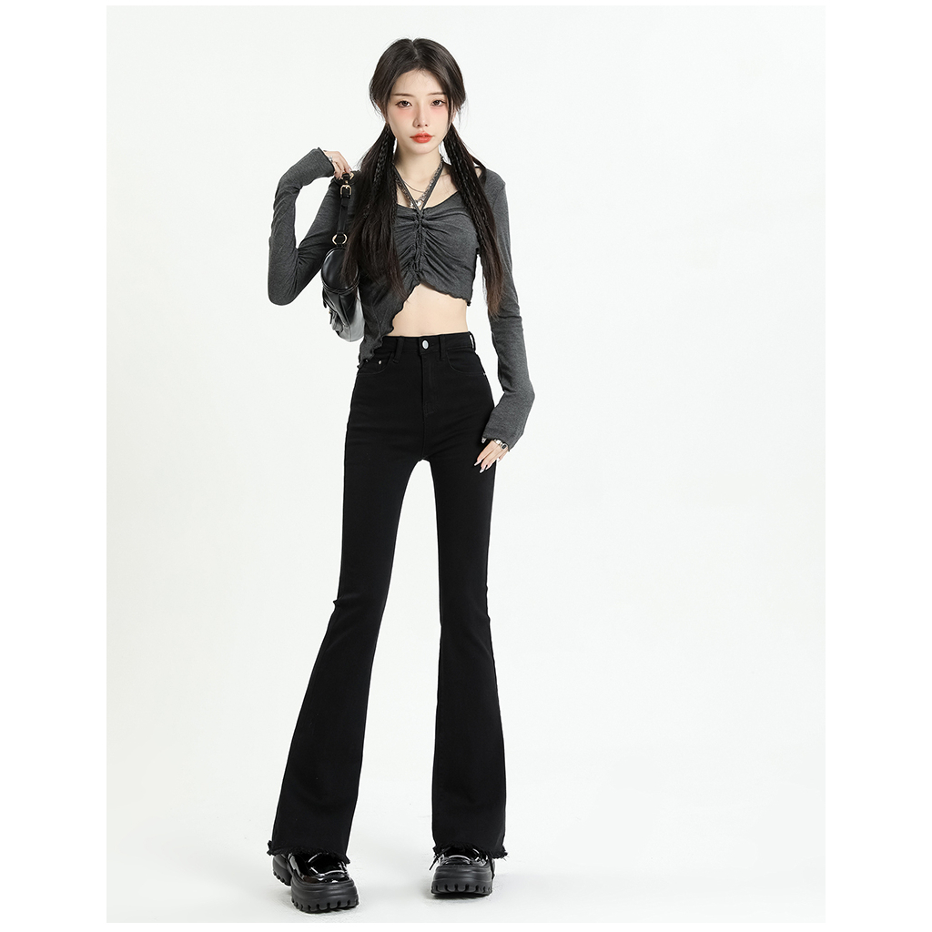 Quần jean nữ ống loe lưng cao dáng chất QC siêu dày dặn MYGIRL | BigBuy360 - bigbuy360.vn