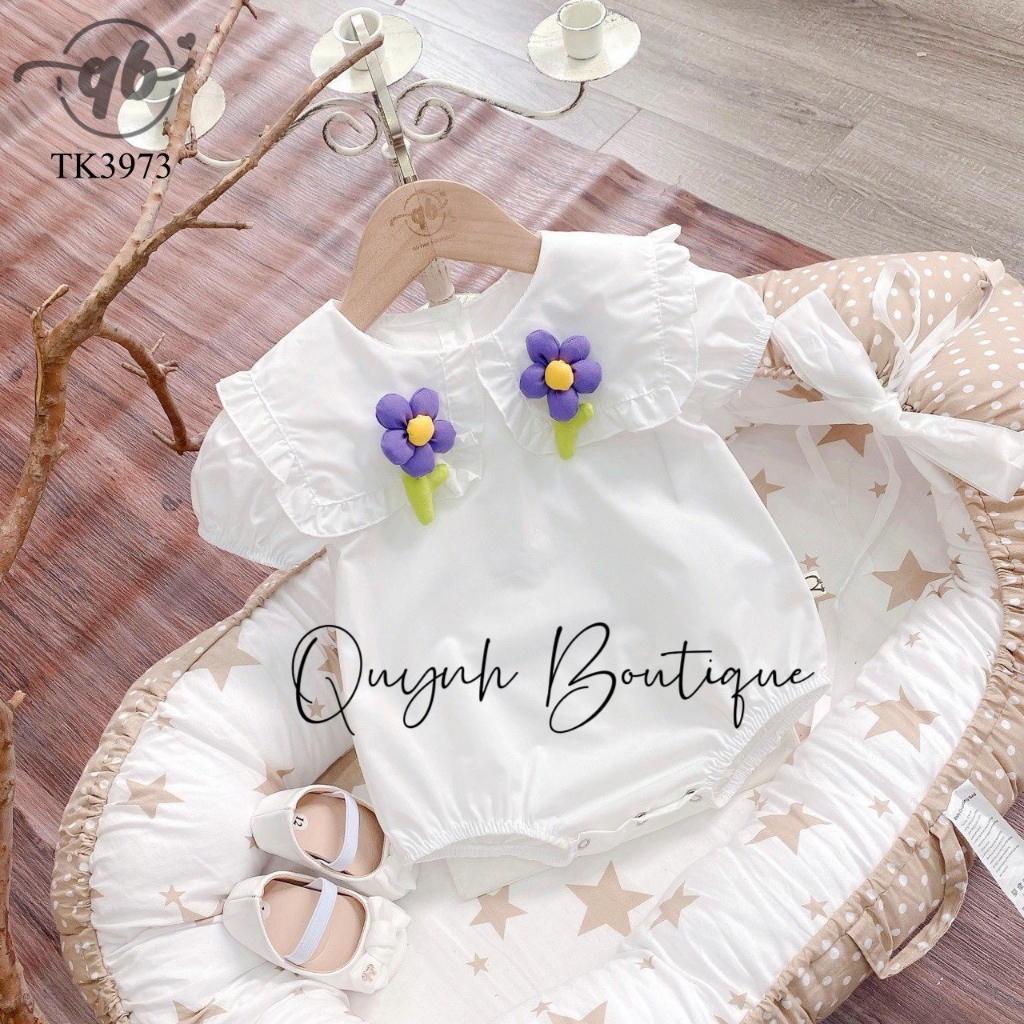Quần áo trẻ em Quỳnh Boutique Mẫu body gắn hoa siêu xinh cho bé