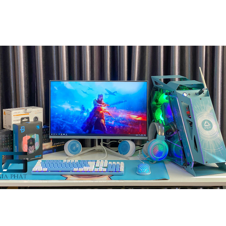 Full bộ PC LED gaming I7 màn phẳng 24 inch, phím chuột cơ - New bảo hành 12T | BigBuy360 - bigbuy360.vn