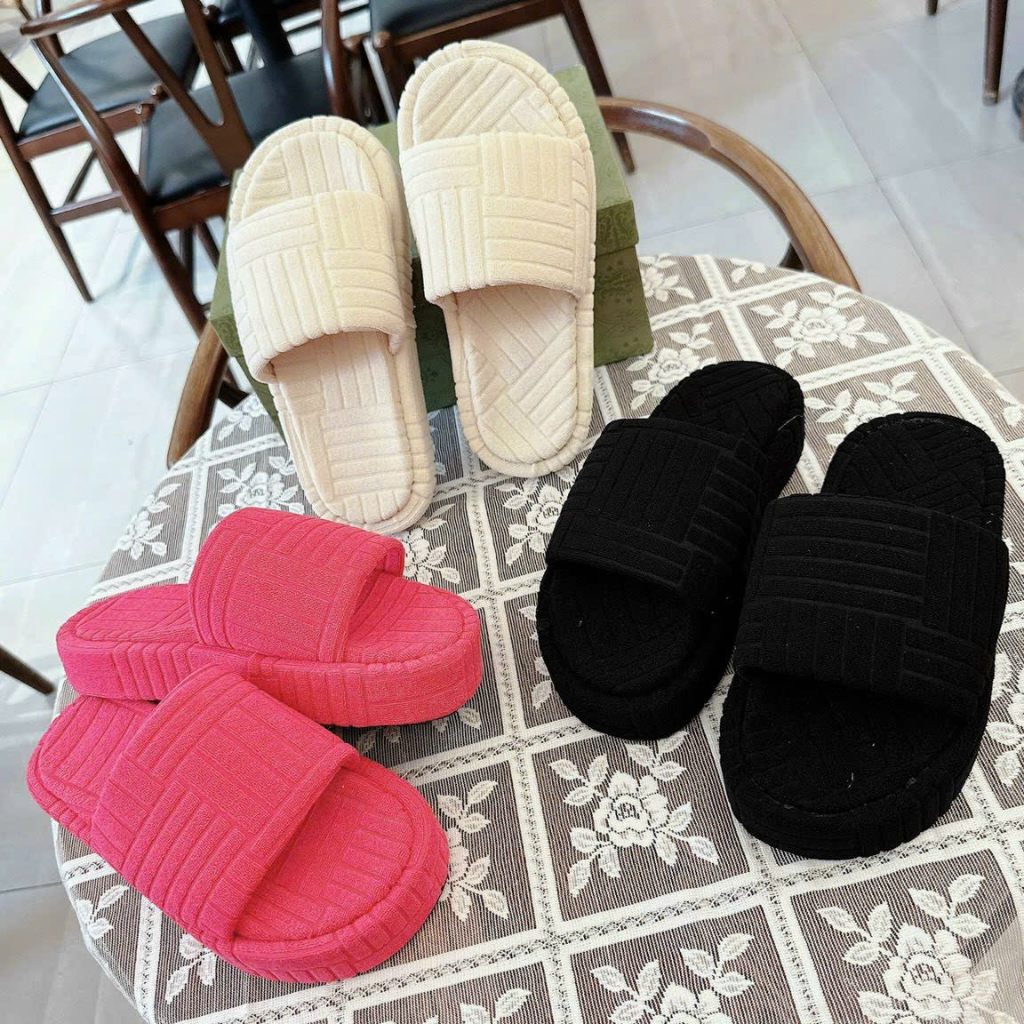 Dép Đế Xuồng 3P Quai Ngang Da Nhung Gân 3 Màu