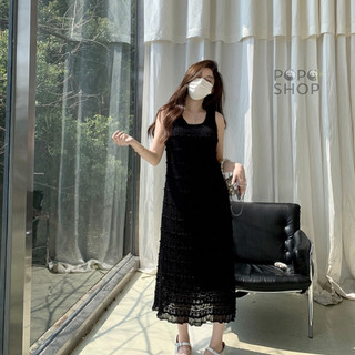 Váy maxi không tay 2 màu basic vải xốp siêu xinh